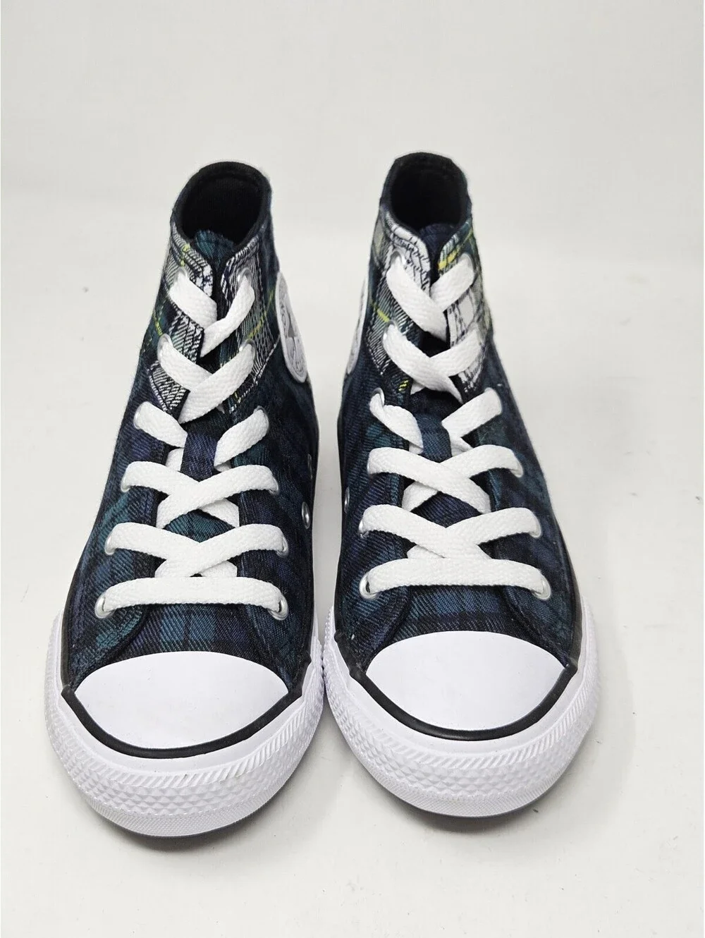 Chuck Taylor All Star Plaid Dragon Scale Green/Navy/White Kids Size 13 SAMPLE